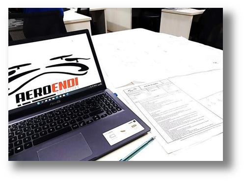 notebook com a logo da aeroendi